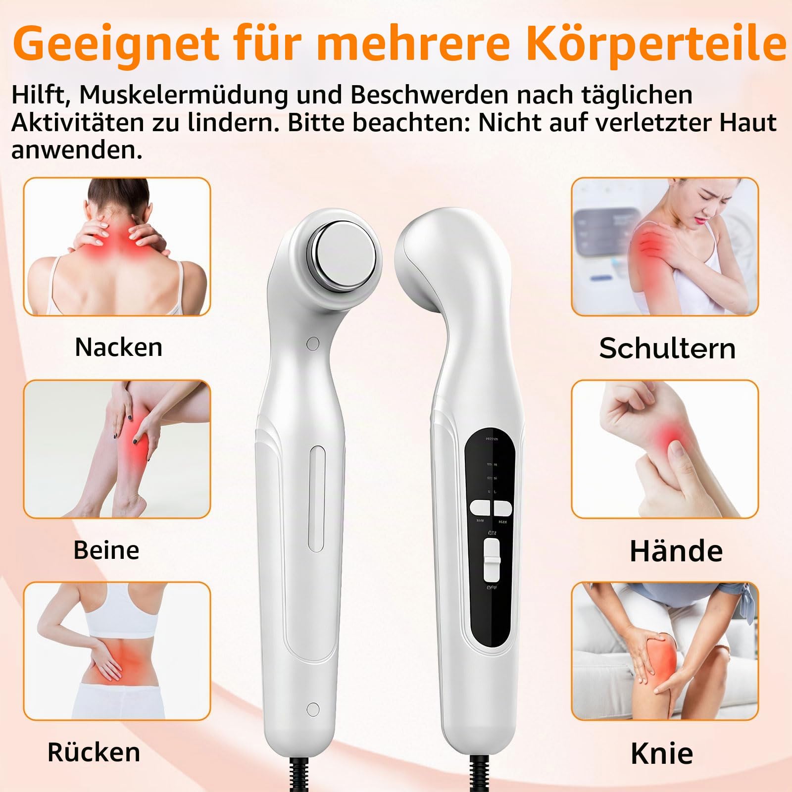 Tragbares Ultraschallgerät für Zuhause, Ultraschall Massagegerät mit 3 Geschwindigkeitsstufen, 15 Minuten Zeitmessung, Konstant 42 °C, Schallwellengerät für Lindert Schmerzen Muskulären Verletzungen
