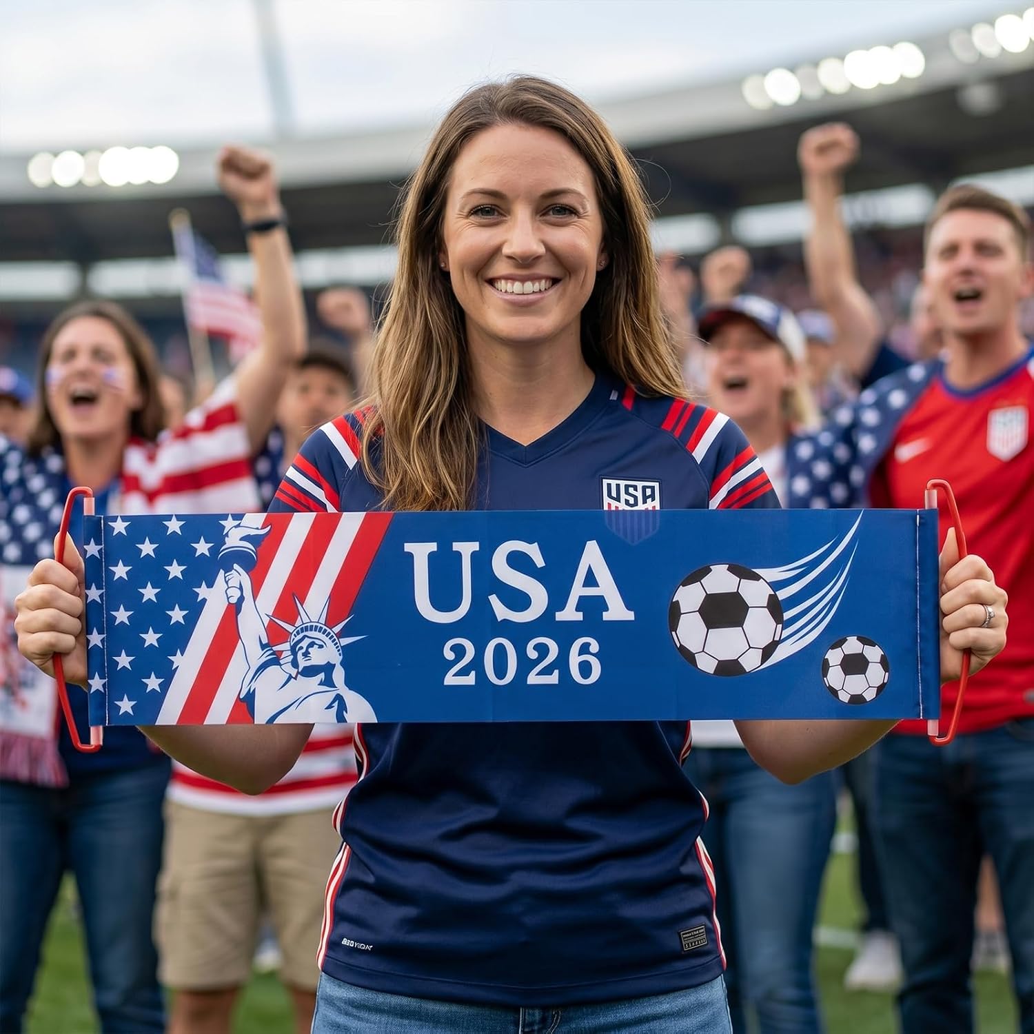 USA Soccer Fan Banner Hand Held Flag Banner for World Cup Football Cheering Banners for Sports Festival Events Stadium Fan Gear Decorations Patriotic Party Supplies image 3