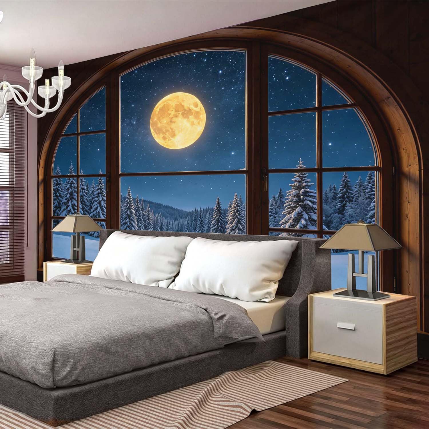 Arazzo da Parete Grande 300x260 cm Finestra Illusionistica 3D Telo da Parete