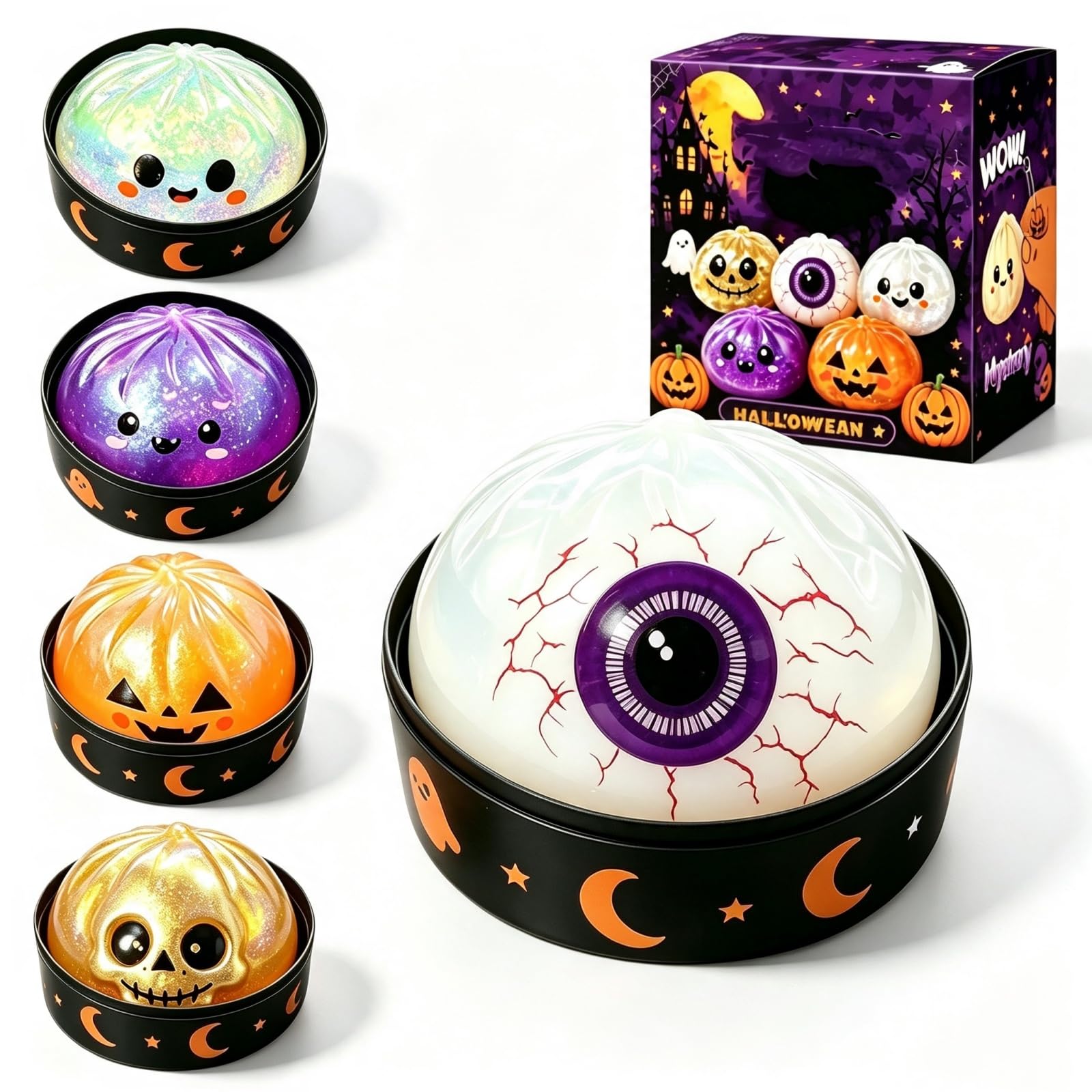 Halloween Squishy Mystery Box Set,Spooky Ghost Pumpkin Halloween Squish-ies
