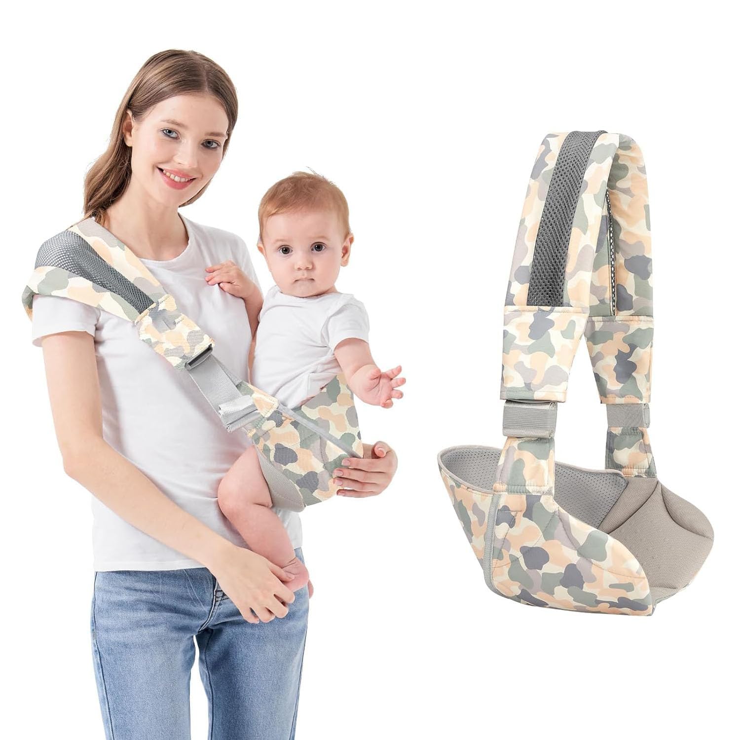 X spring Baby Sling Carrier, Adjustable Portable Toddler Carrier, Child Compact Hipseat One-Shoulder Carrier, Half Wrapped Toddler Sling for Newborn to Toddler Infants Carrying up to 44 lbs (A)