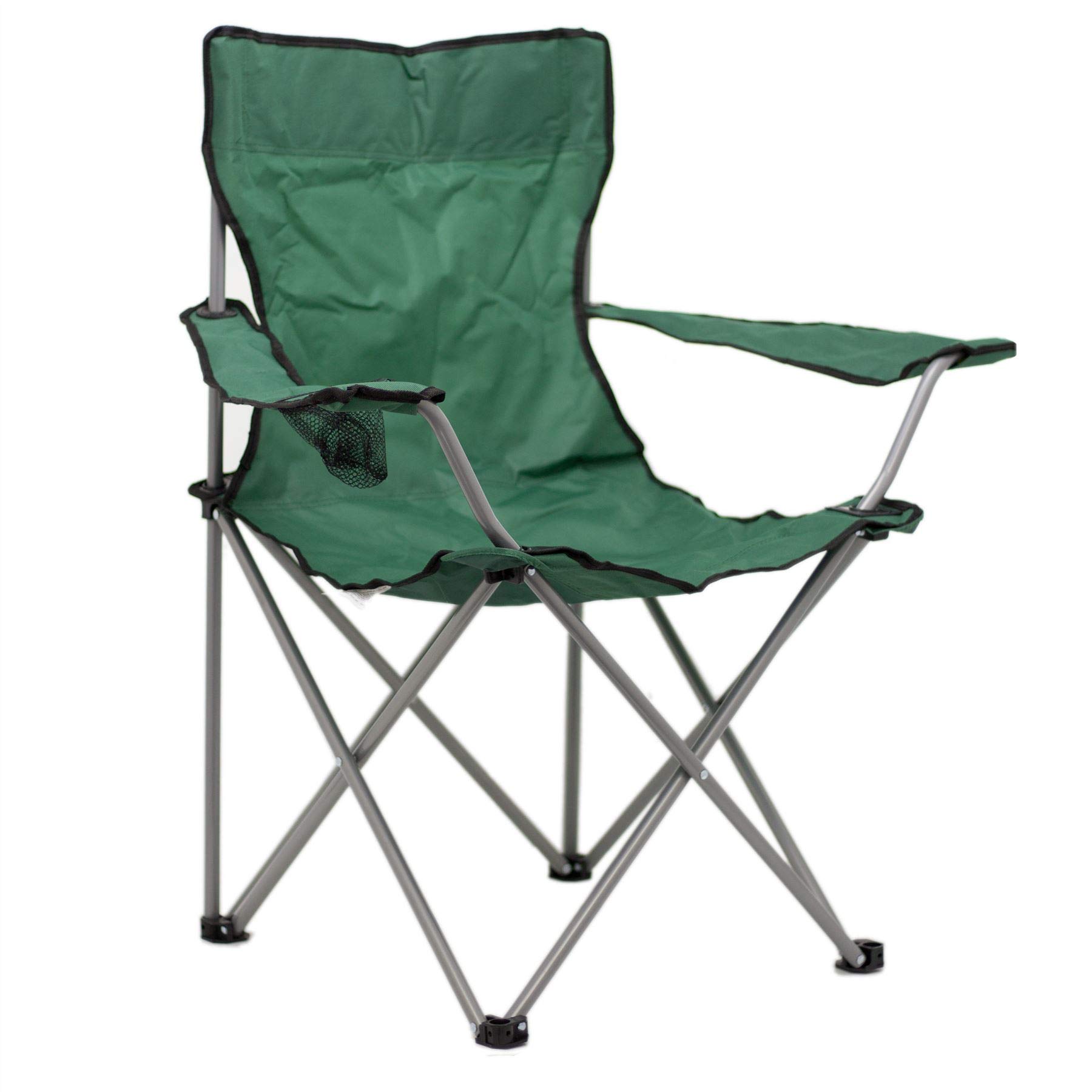 Carousel Home Gifts Deluxe Portable Folding Camping Chair | Outdoor Fold Out Lightweight Camp Chairs | Picnic Chairs Folding Armrest Cup Holder - Green