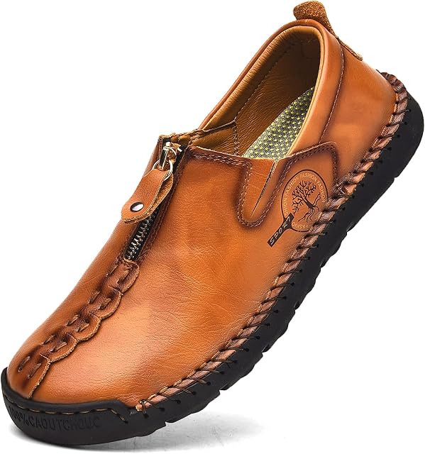 Kouani Men's Casual Leather Slip on Loafers, Breathable Comfortable Driving Shoes for Men