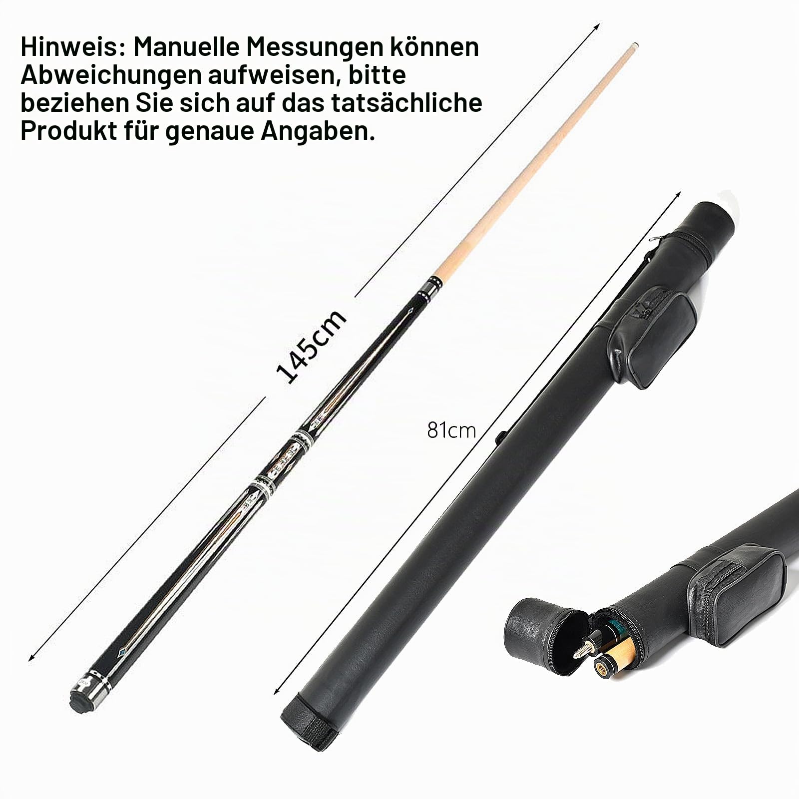 Pool Queue mit tragbarem Hartschalenetui, 57" Maple-Pool Queue Set, 12,5 mm Lederspitze 20 Unzen