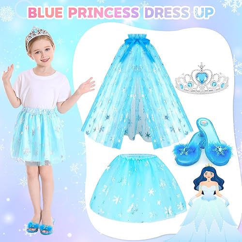 Miniatura 7 de Juego de zapatos de princesa para niñas, vestidos, tops, joyas, zapatos, unicornio, sirena, hielo, princesa, regalos para niñas pequeñas de 3 a 6