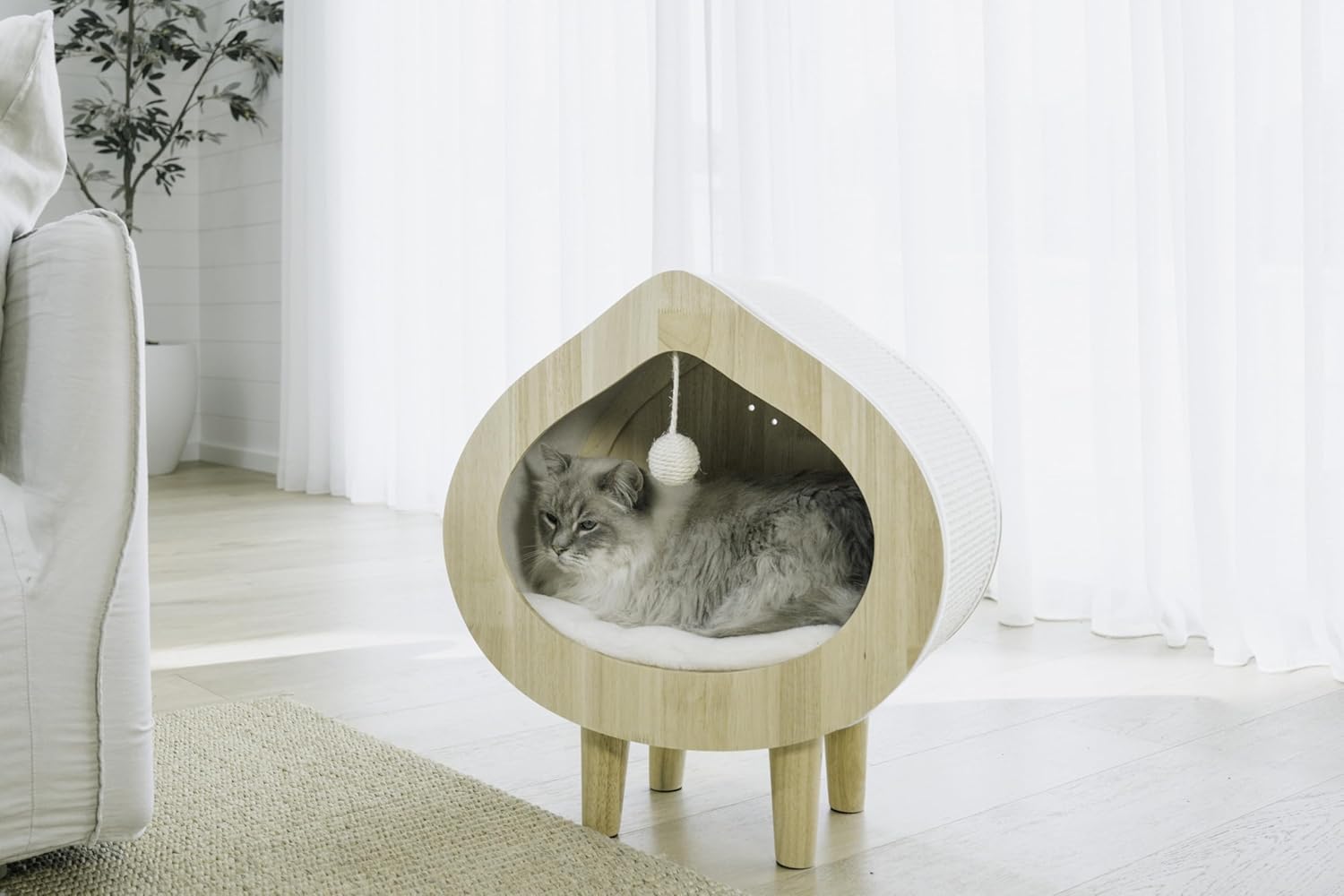 Luxury Cat Cave Bed & Scratching Condo for Indoor Cats - Modern & Cozy Cat Beds & Hideout - Kitty Bed & Furniture - No Assembly Required