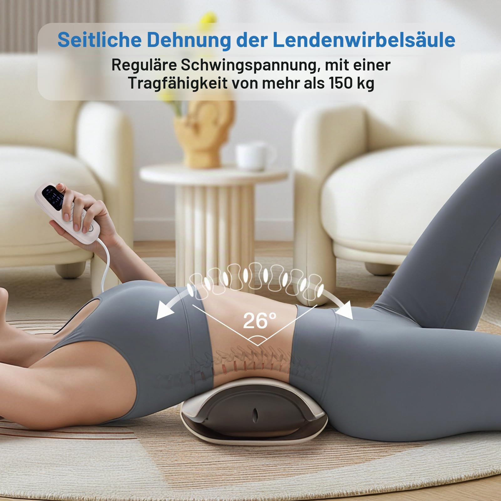 Elektrischer Rückenstrecker mit Vibration & Wärme | Höhenverstellbare Rückenstütze zur Anhebung & Stretching, Taillenpolster für Zuhause, Büro, Yoga & Fitness