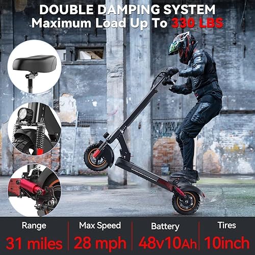 Miniatura 3 de ienyrid M4 scooter eléctrico para adultos con asiento de 25-30 mph velocidad rápida 10 pulgadas, neumáticos todoterreno resistentes, 300+ libras,