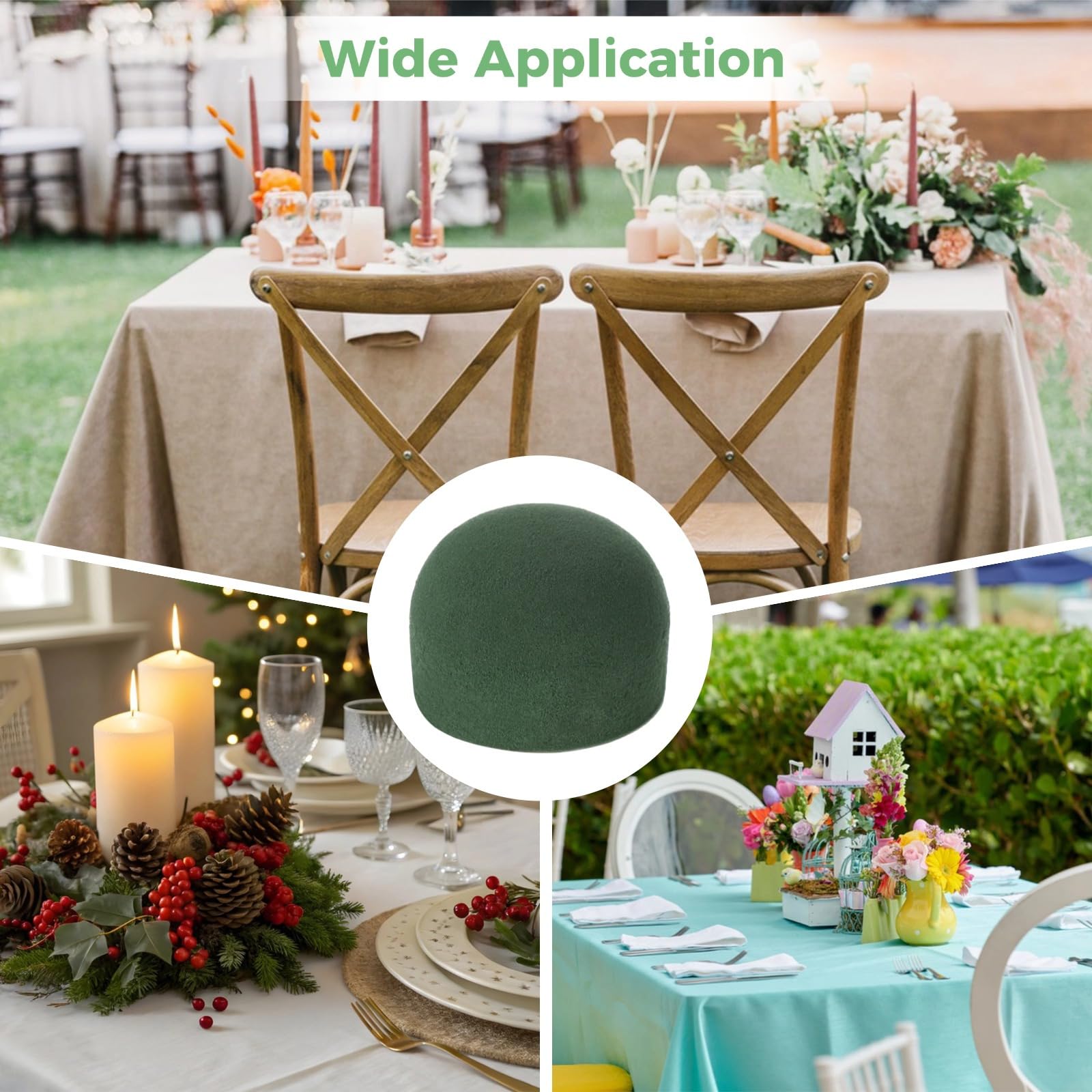 Juego de 24 bloques redondos de espuma floral, soporte de espuma floral con alambre de floristería, cinta verde, cinta, suministros esenciales para arreglos florales para manualidades