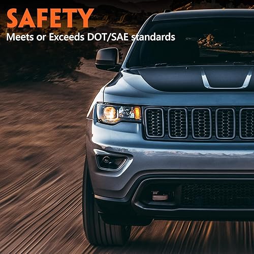 Miniatura 3 de FIONE - For Jeep Grand Cherokee Headlight Assembly 2017 2018 2019 2020 2021 Halogen Model Black Housing Projector Headlights Headlamps Right