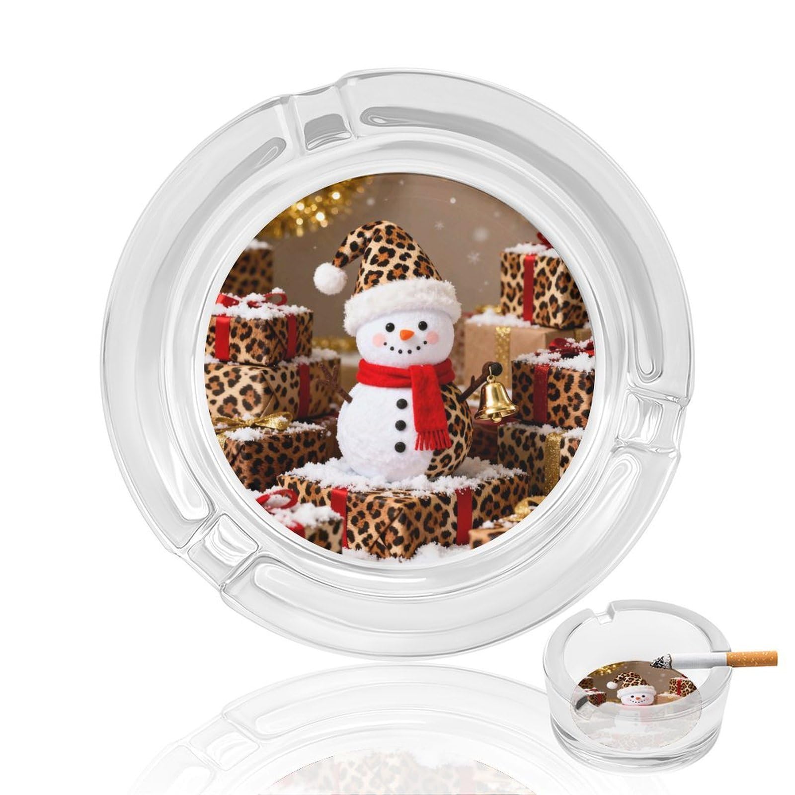 Cendrier en verre boîte cadeau idéal pour offrir aux fumeurs style léopard