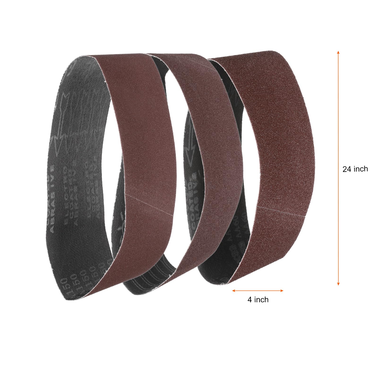 QUARKZMAN 36 Piezas De Bandas De Lijado 4 X 24" 12 Piezas De Cada Grano 80/120/150 Óxido De Aluminio Unión A Ras De Papel De Lija Para Metal Trabajo En Madera Reparación Automotriz