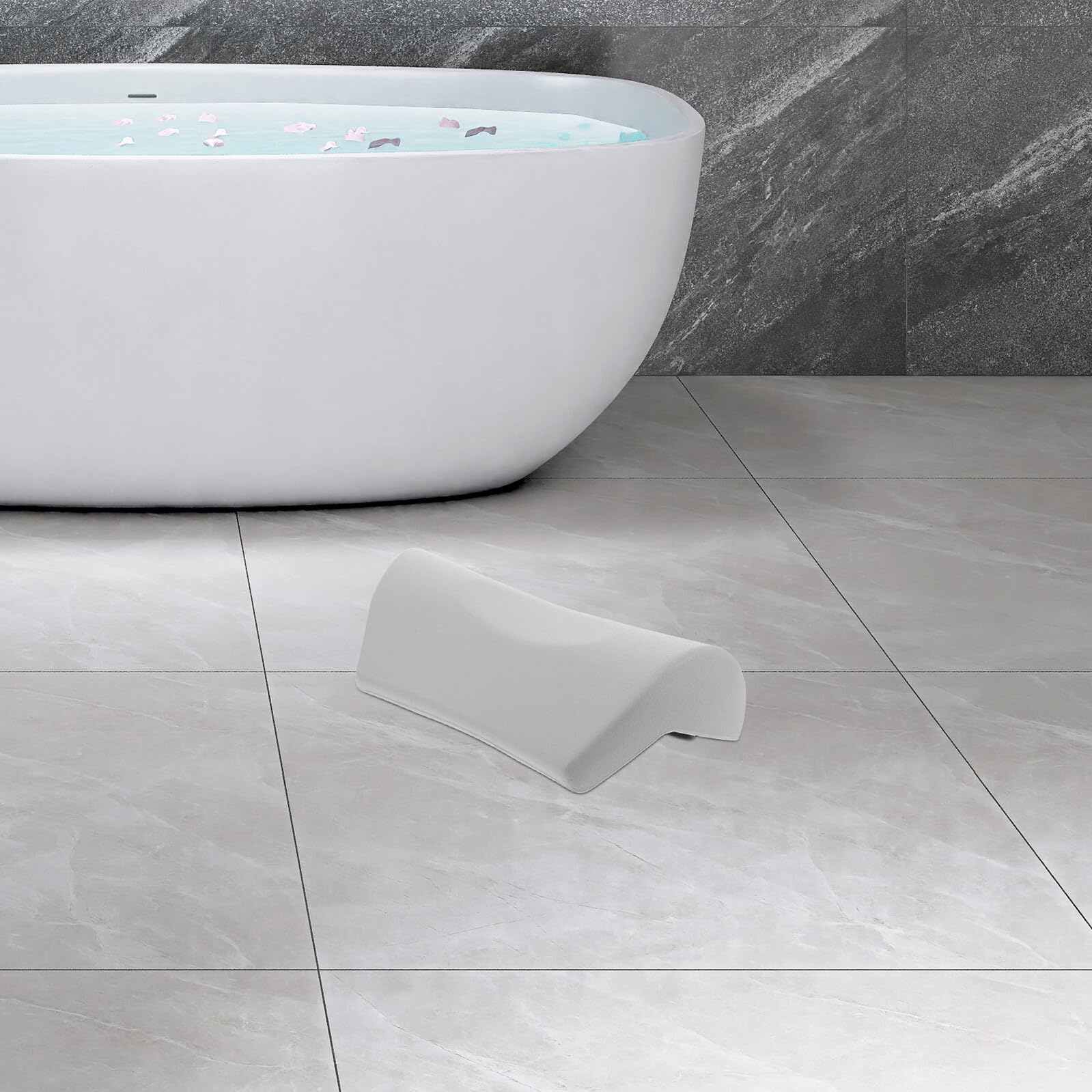 Gatuida Cuscino da Vasca da Bagno in PU Spesso con Ventosa Antiscivolo Poggiatesta Morbido Ergonomico e Supporto per Collo e Schiena Cuscino Relax da Spa per Uso Domestico in Vasca