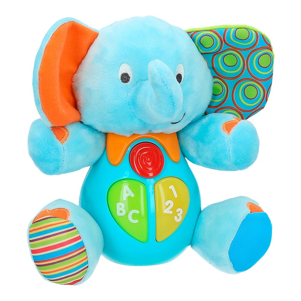 winfun ColorBaby 85178 Talking Plush Toy for Babies, Colourful Lights, Language: Spanish Elephant