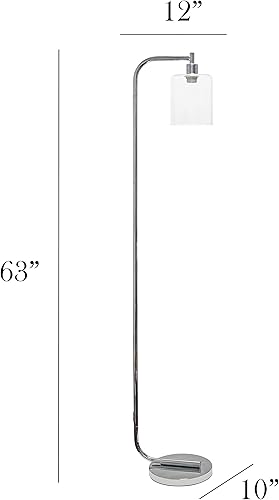 Miniatura 3 de Simple Designs LF1036-CHR Lámpara de pie de linterna de hierro industrial de estilo antiguo con pantalla de vidrio, cromo
