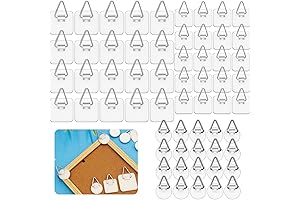 60Pcs Adhesive Picture Hanger Foamboard Picture Hanging Hooks Without Nails White