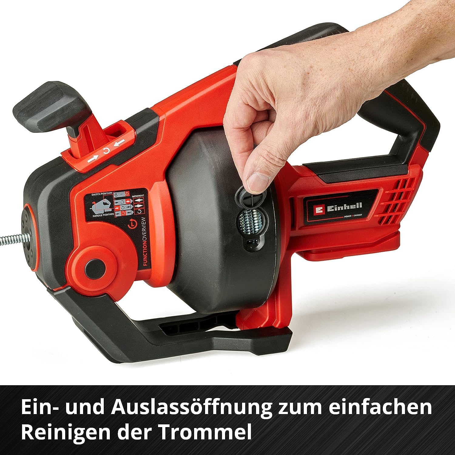 Einhell Akku-Rohrreiniger TE-DA 18/760 Li-Solo Power X-Change (18 V, Li-Ion, 7.6 m lange Reinigungsspirale, geeignet für Rohrdurchmesser 16-55 mm, Lieferung ohne Akku & Ladegerät)