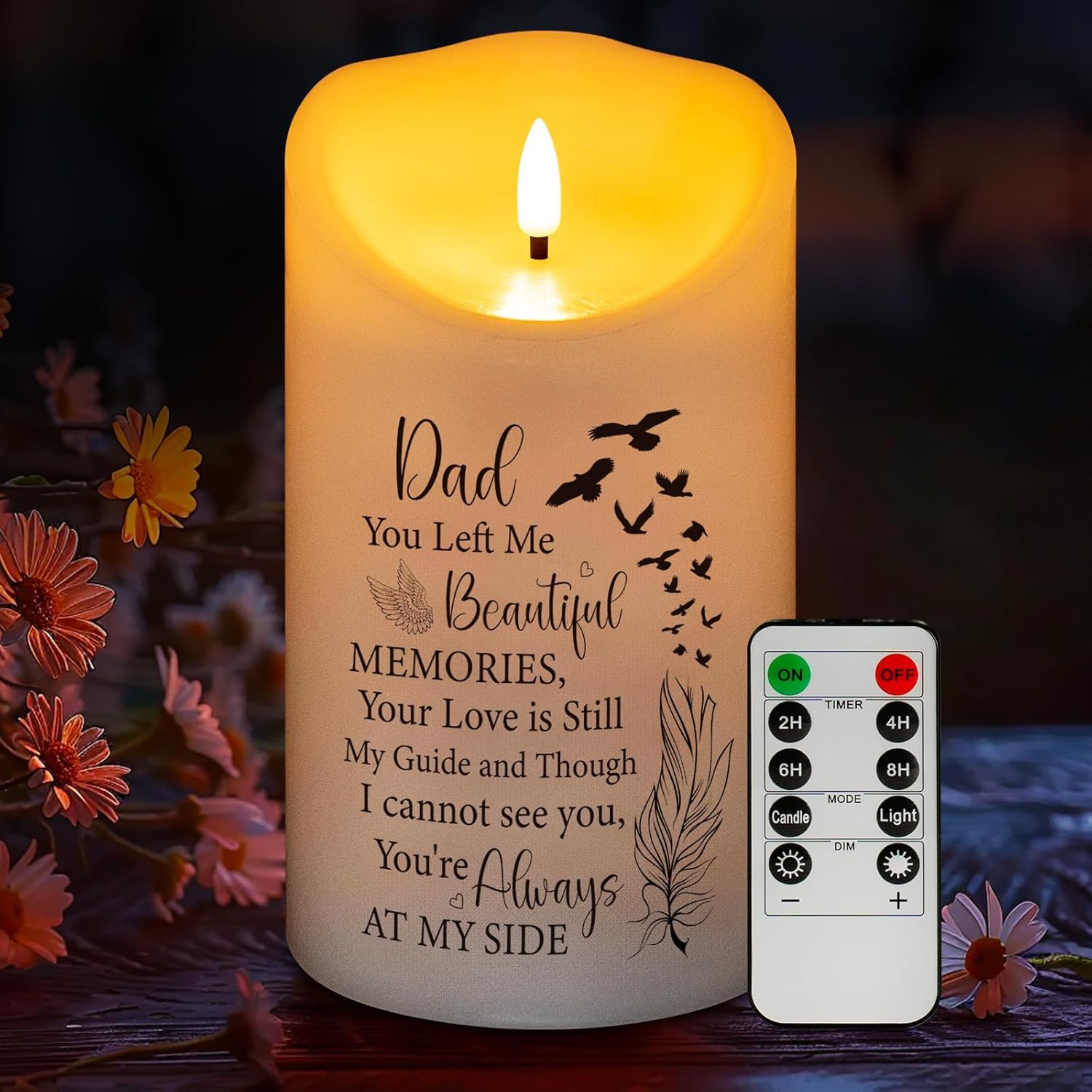 HN HAIINAA Flameless Memorial Candle, Real Wax LED Light