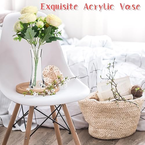 Miniatura 3 de Mumufy 24 jarrones acrílicos a granel, pequeño recipiente transparente para flores, altura irrompible, jarrón de cristal de plástico para centros de