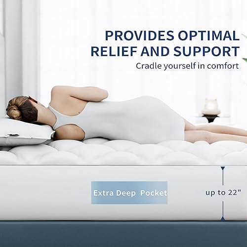 Miniatura 10 de Sunflower Protector de colchón acolchado de enfriamiento King, protector de colchón King Chill suave, funda de colchón King impermeable, bolsillo