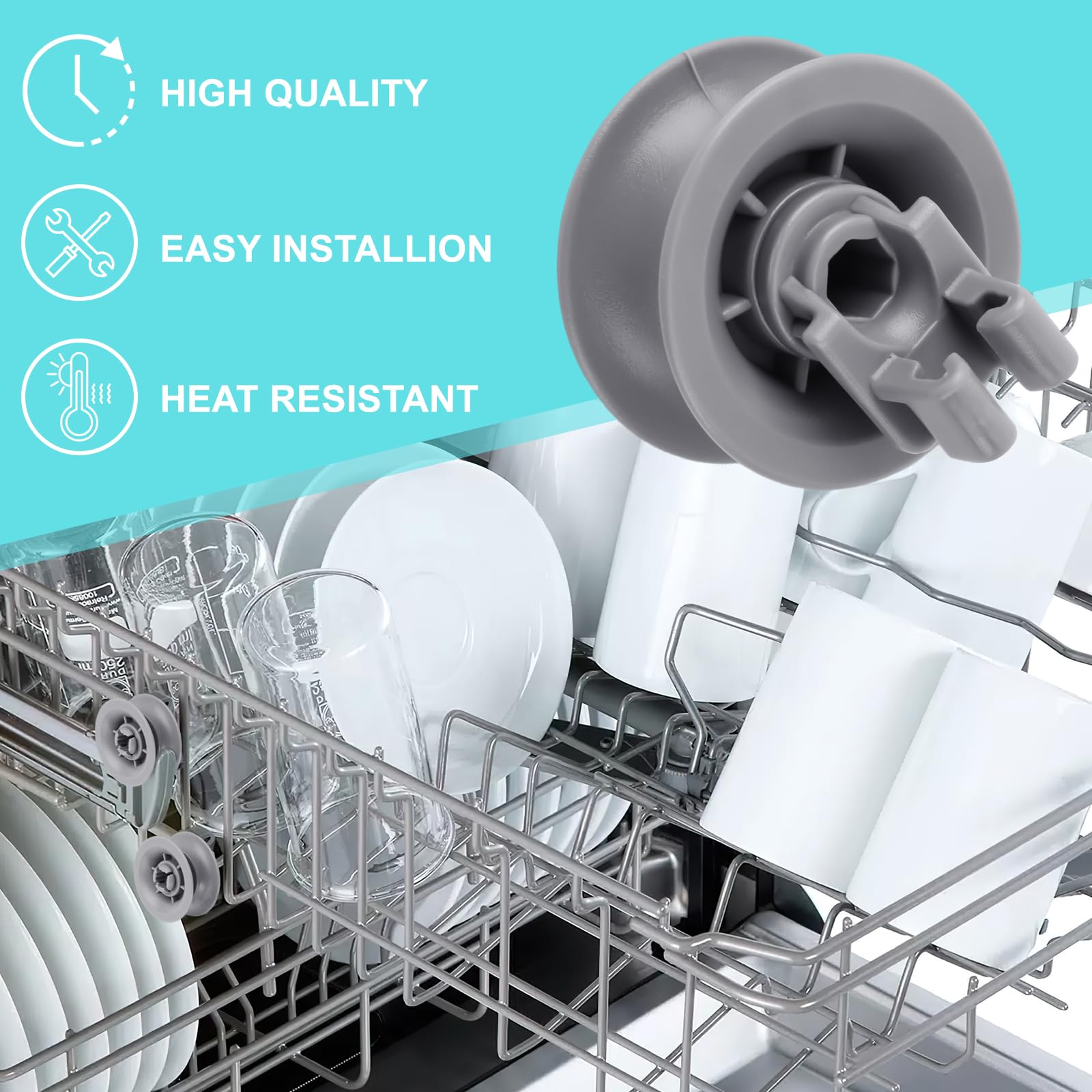 Set Di Rotelle Per Lavastoviglie Bosch Siemens Lady SMS: Ricambio Originale Compatibile Con BSH Ed Electrolux - 2
