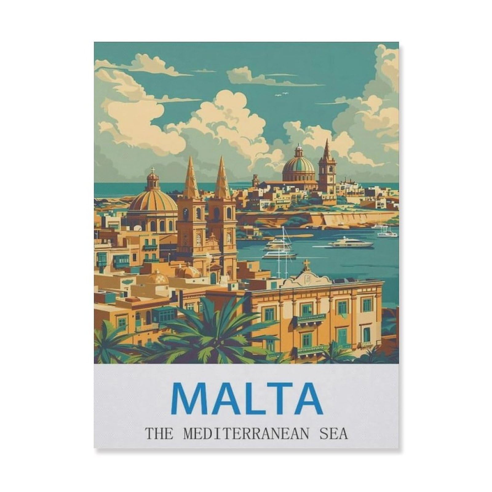Jigsaw Puzzle 1000 Pieces for Adults，Malta Mediterranean Sea，Paper Puzzle - Unique Suitable for Teenagers and Adults（38x26cm）-DO59