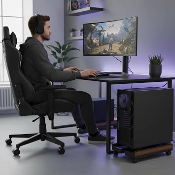 PC Tower Stand | Caster with Elevated Base & Brake - CPU Tower Rack, Office Gaming Room, Laptop Storage | Under Desk Adjustable Computer Tower Storage Stand for Home Laptop Printer Monitor Room Storage Floor