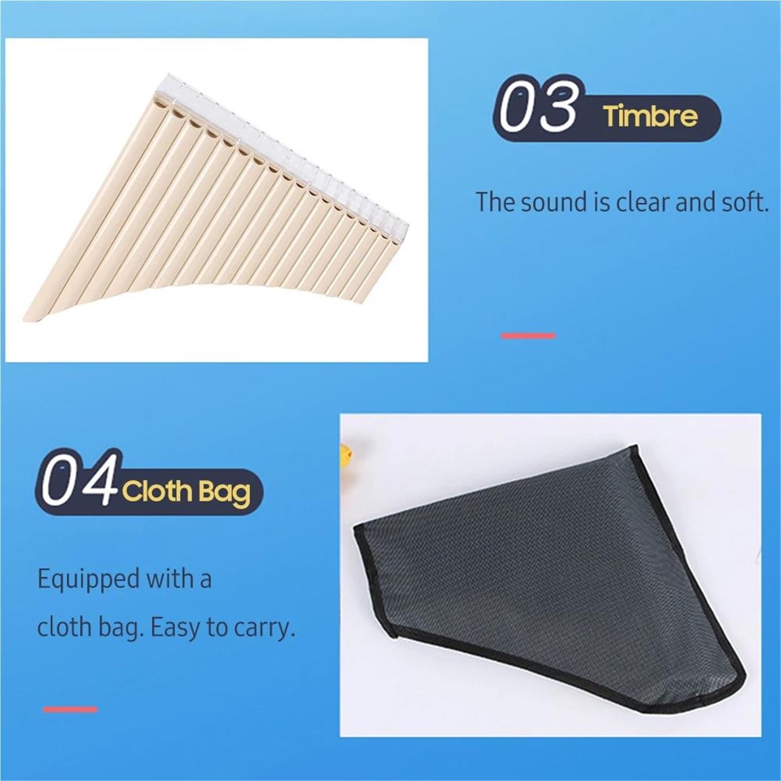 Flauto Di Pan Flauto Di Pan A 18 Tubi Flauto Di Pan Chiave C Strumento A Fiato Per Principianti Con Borsa Per Il Trasporto(Black)