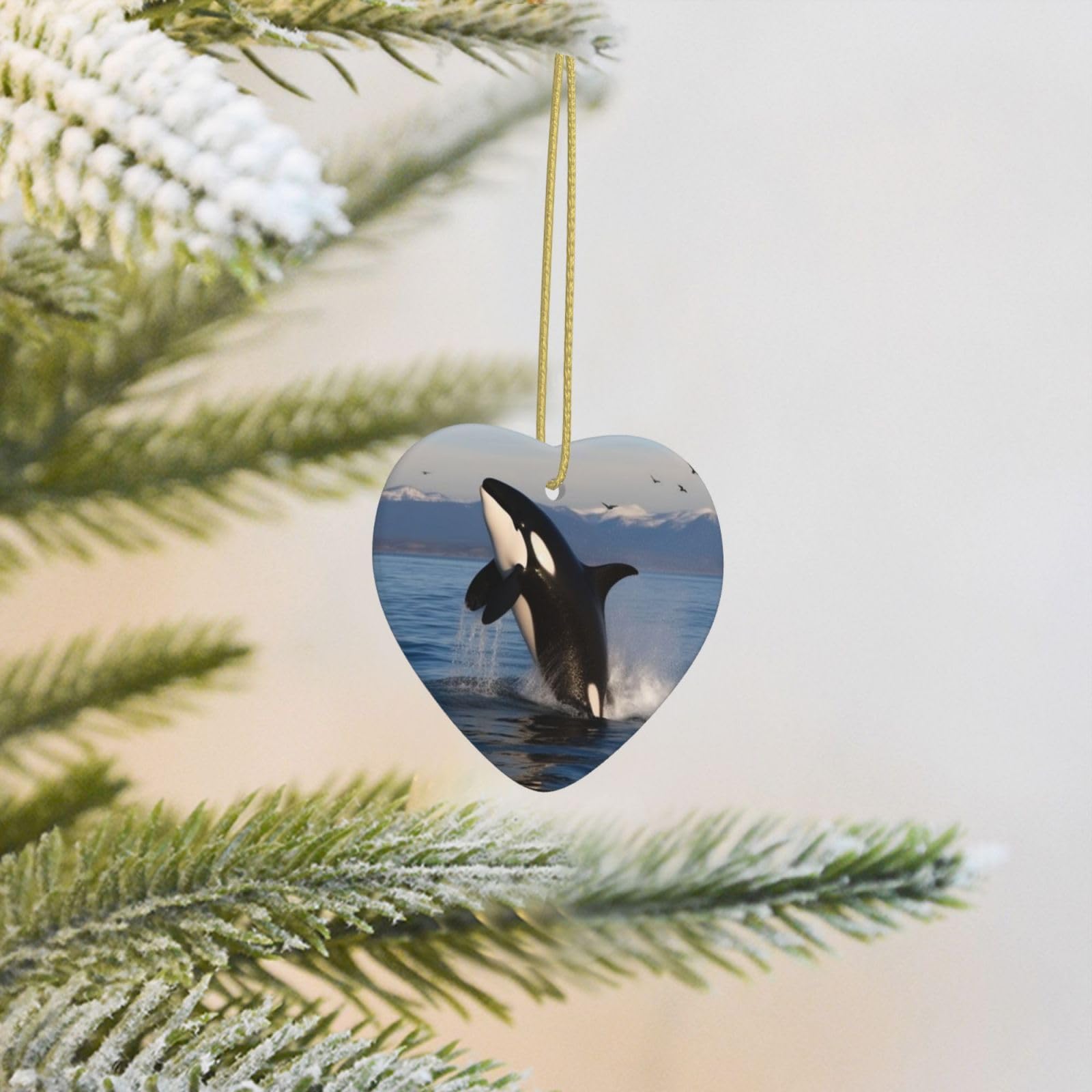 2025 Christmas Tree Decoration Hanging Heart Ornament Killer Whale Ceramic Ornaments Christmas Tree Decorations Round Pendants for Xmas Tree Winter New Year Party Supplies