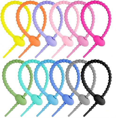 30 correas de silicona para cables organizadores para empaquetar auriculares, organizador de cables reutilizable, organizador en el hogar, oficina,