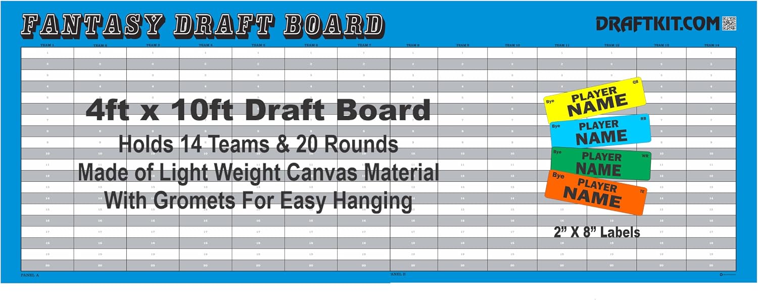 2026 Jumbo Draft Kit C-10ft Draft Board & 2” X 8 in Labels