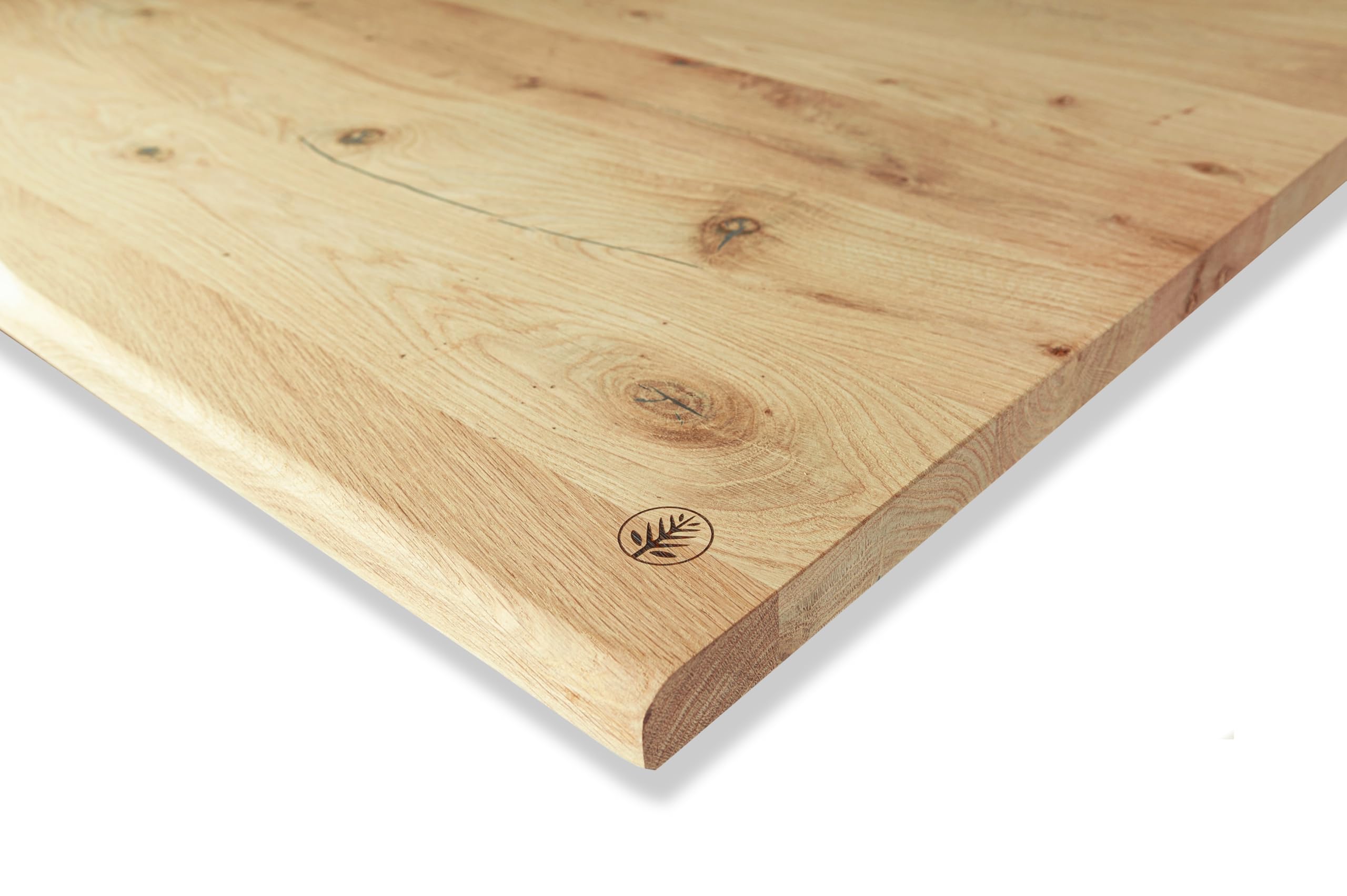 Tischplatte Schreibtischplatte 140 x 80 cm - 100% Massivholz Eiche rustikal - original Baumkante - Naturbelassen