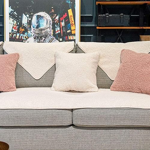 Miniatura 3 de Funda de sofá de forro polar sherpa de invierno, funda blanca para sofá, protector moderno para muebles del hogar, funda cálida para sofá, funda