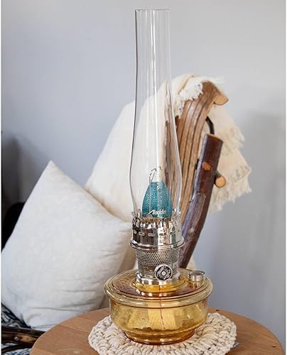 Miniatura 8 de Aladdin Genie III - Lámpara de aceite, iluminación de emergencia interior para estante, mesa o colgante, cuenco de vidrio azul cobalto con quemador