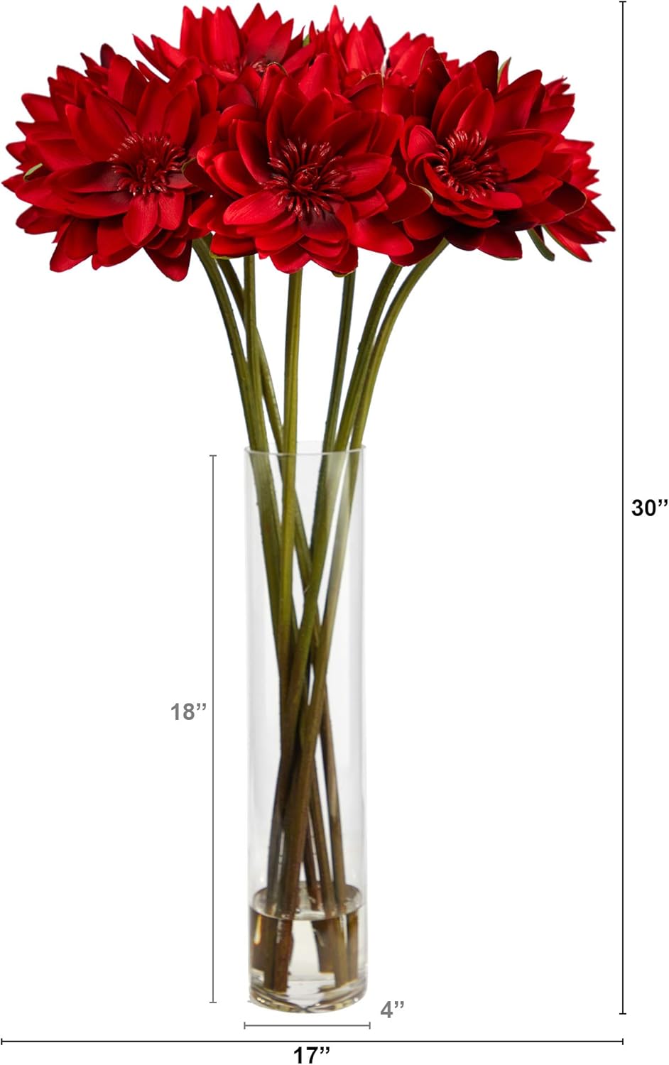 Nearly Natural 30in. Lotus Artificial Arrangement in Cylinder Vase