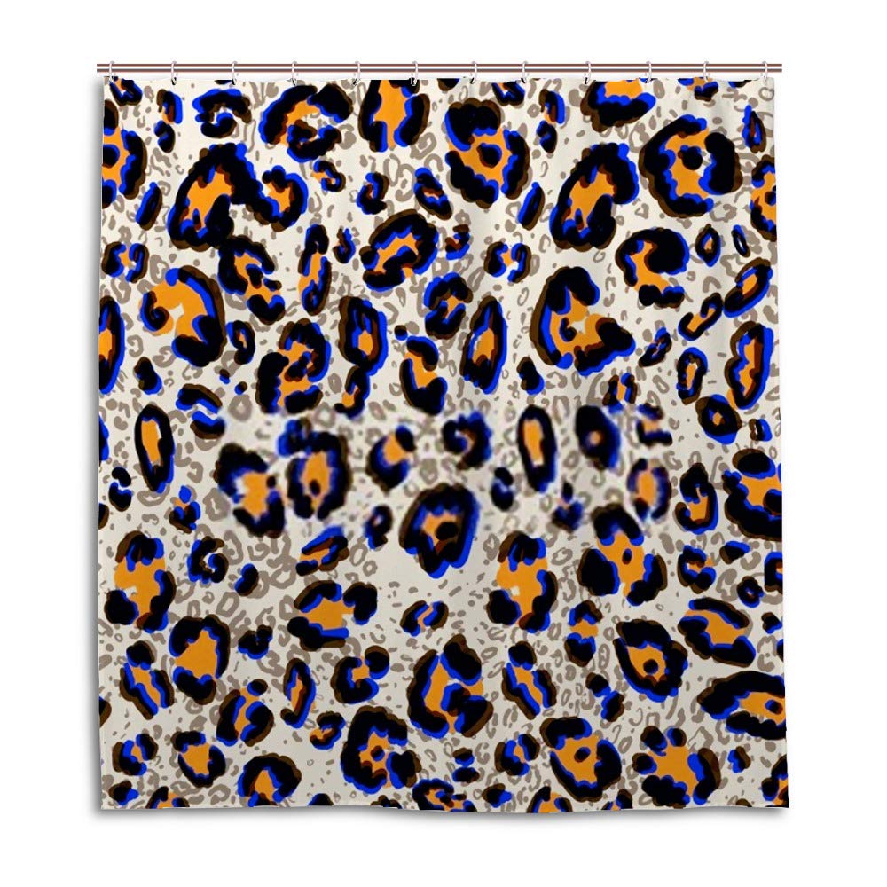Rideau de douche motif léopard 72x72 inch en polyester avec crochets