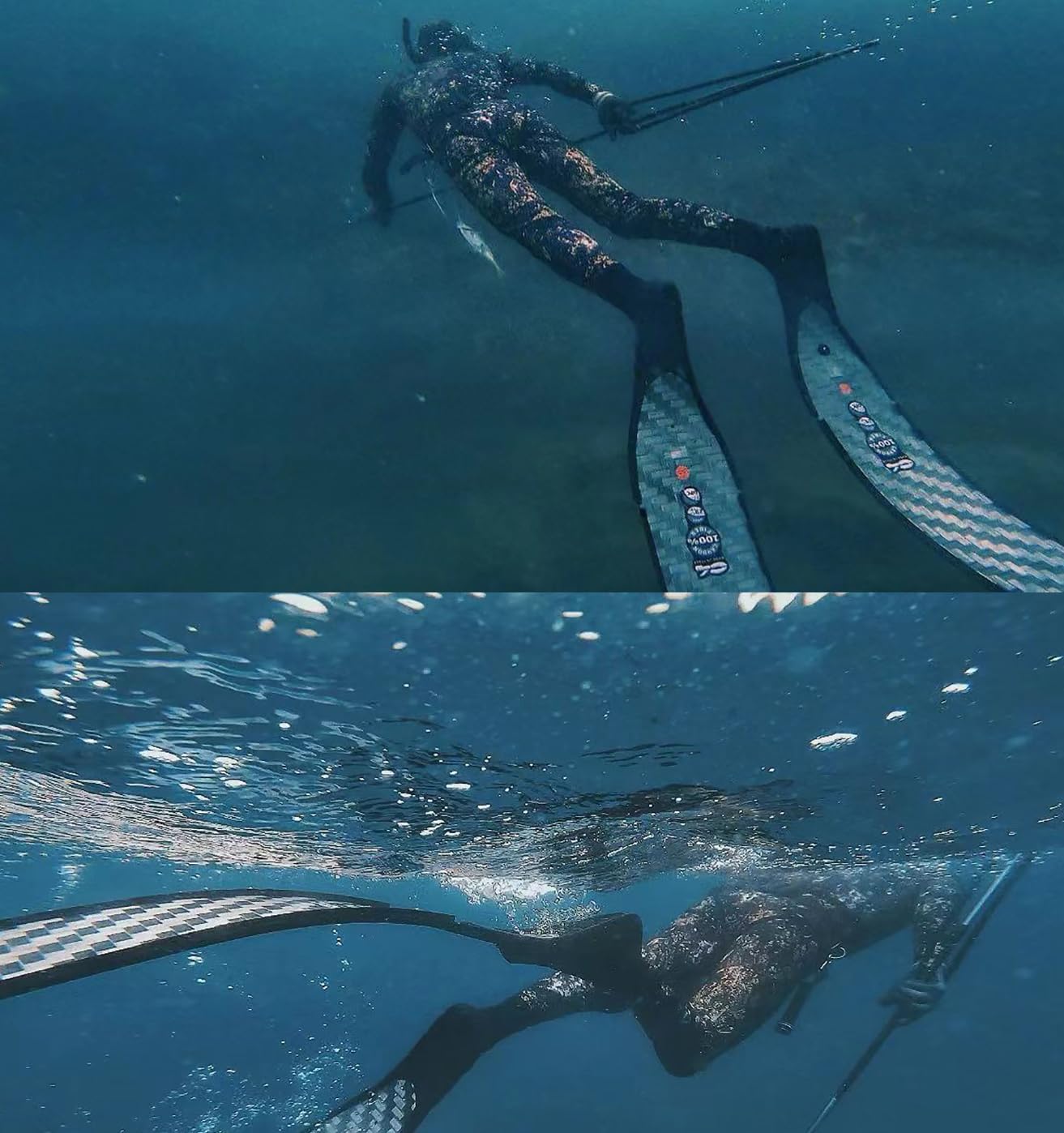 Kombinezon neoprenowy typu spearfishing, 3 mm, 2-częściowy, kamuflaż, z kapturem do chłodnej wody, swobodnego nurkowania, pływania, surfowania