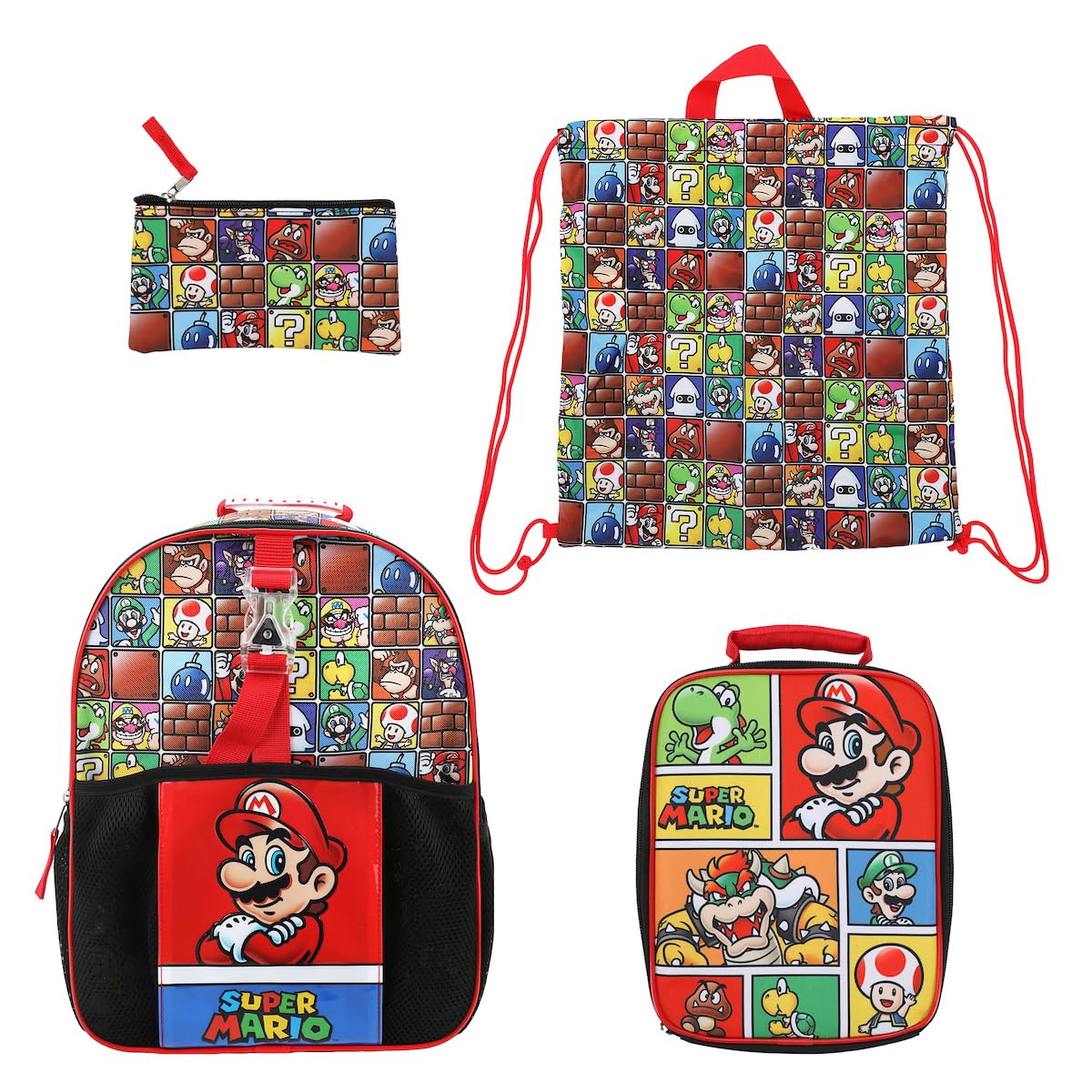 Amazon.com: Bioworld Super Mario Brothers 5-Piece Backpack