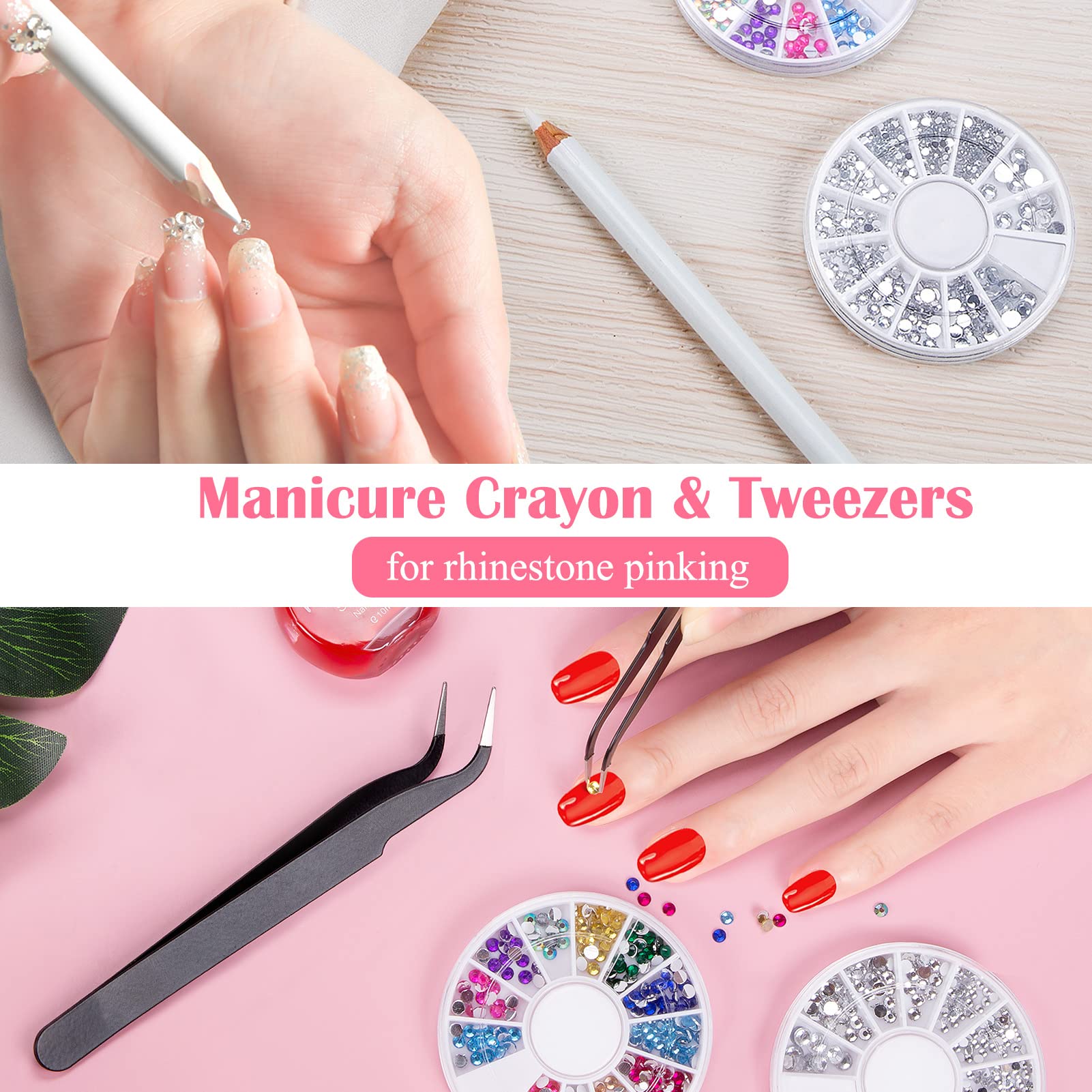 Kiiwah Kit de 31 Pièces Nail Art Design, 15 Pinceau à Ongles, 5 Dotting Pens, 2 Boîtes Ongles Strass, 10 Striping Tape et Feuille de Or & Argent pour Manucure Professionnel Femmes