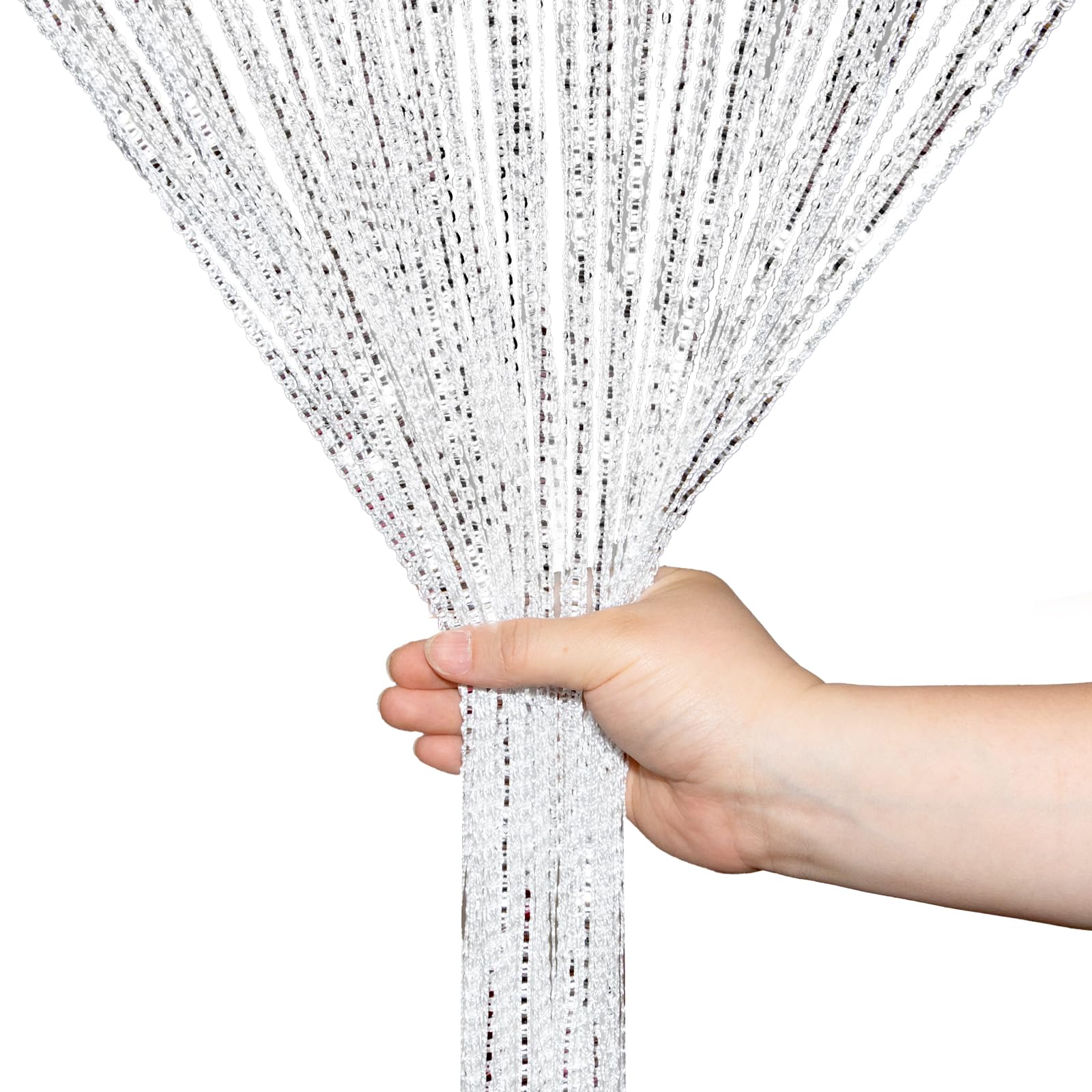 XWCHASA White String Door Curtain, Tassel Curtain 95cm x 200cm, Glitter Fringe Panel Room Divider, Door Streamers to Keep Flies Out for Doorway, Windows, Home Décor, Party Decoration