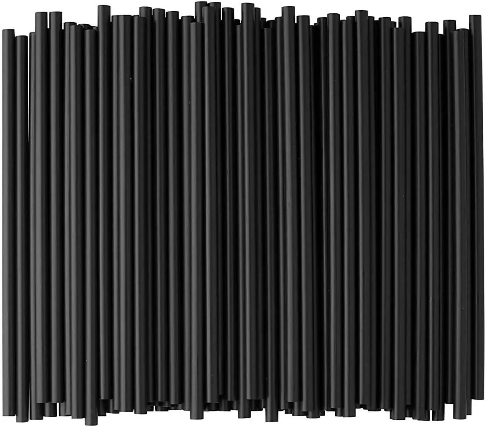 Les pailles en papier, Pailles en papier rayées, 500 pièces, 7.75 pouces, fournitures de fête noires et blanches