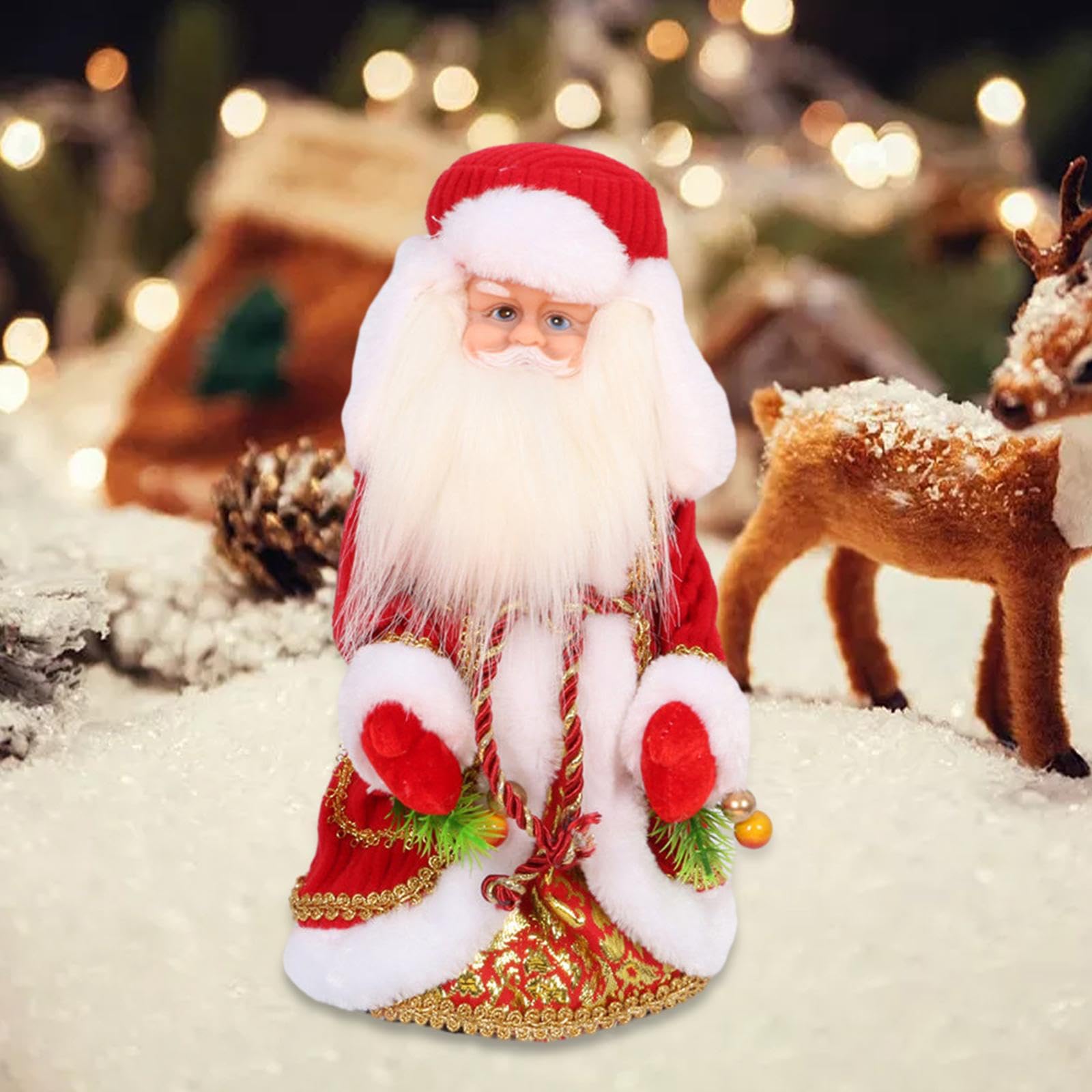 MERIGLARE Peluche de Papá Noel, Juguete Navideño Eléctrico de Papá Noel de 30 Cm, Decoración de Invierno, Adornos de Mesa, Muñecos Navideños Divertidos, Rojo, Individual