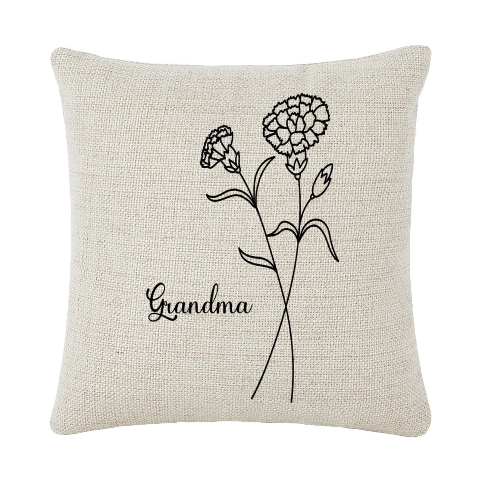 Amazon.com: Throw Cushion Cover Case January Flower Grandma