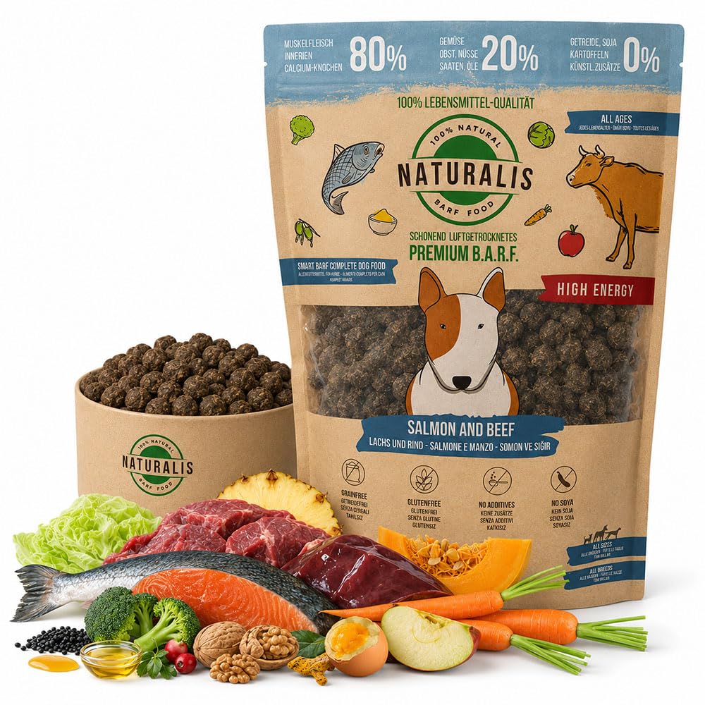 5kg Naturalis Smart 80 Łosoś-Wołowina High Energy Sucha Karma Barf dla Psów 100% Naturalna Jakość Żywności