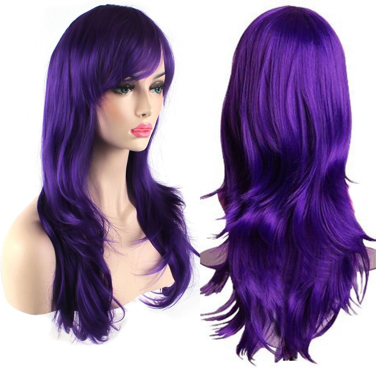 Akstore 28 inch Fashion Wigs Long Wavy Curly Hair Cosplay Wig (Purple)