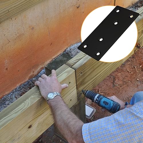 Miniatura 7 de 4 soportes rectos planos de metal, placa de reparación de acero inoxidable de 5 x 1.9 pulgadas (largo x ancho), soporte de unión de conectores de