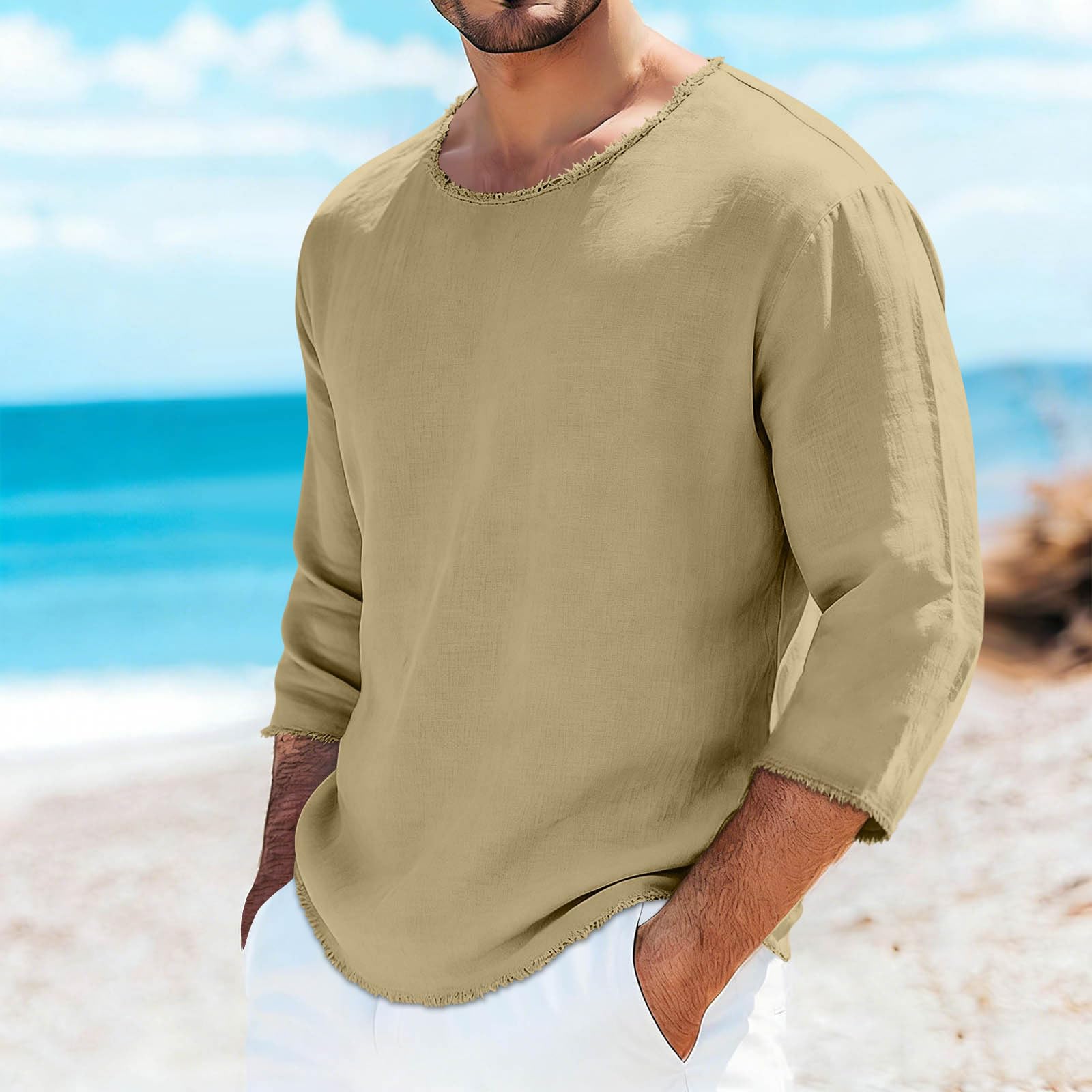 Sommer Hemd Herren Leinenhemd Herren Langarm Leicht Luftig Leinenshirt Baumwolle Atmungsaktiv Regular Fit Freizeithemden Casual Leinen Shirt Basic Langarmshirt Einfarbig Musselin Hemd Modisch