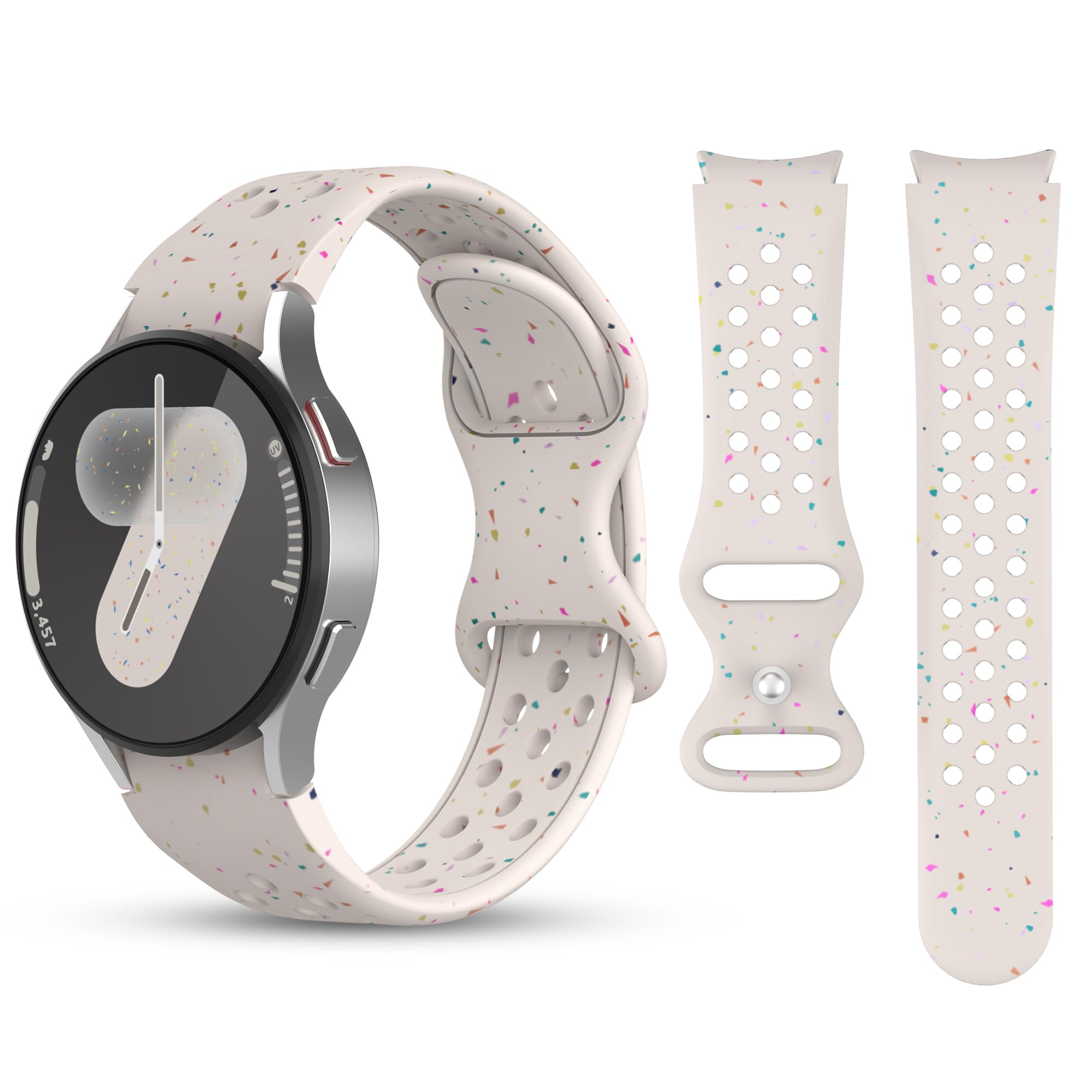 Color Speckles Bands Compatible with Samsung Galaxy Watch 7 Band 40mm 44mm, 20mm No Gap Soft Silicone Strap Replacement for Galaxy Watch 6 5 4/Classic