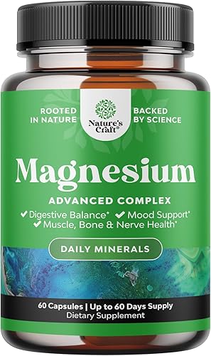 Suplemento complejo de magnesio de alta absorción, óxido de magnesio 500 mg con citrato de 500 mg para apoyo del sueño y el estado de ánimo, citrato
