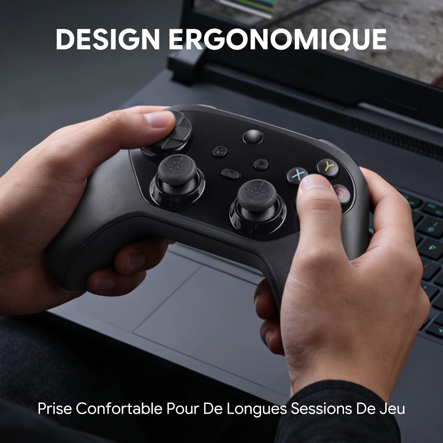 NITHO KARMA Manette Sans Fil Compatible aves Switch, Switch 2, PC Windows, iOS et Android, Gamepad avec Effet Hall, Fonction Macro, Gyroscope 6 Axes, Turbo et Double Vibration - Noir